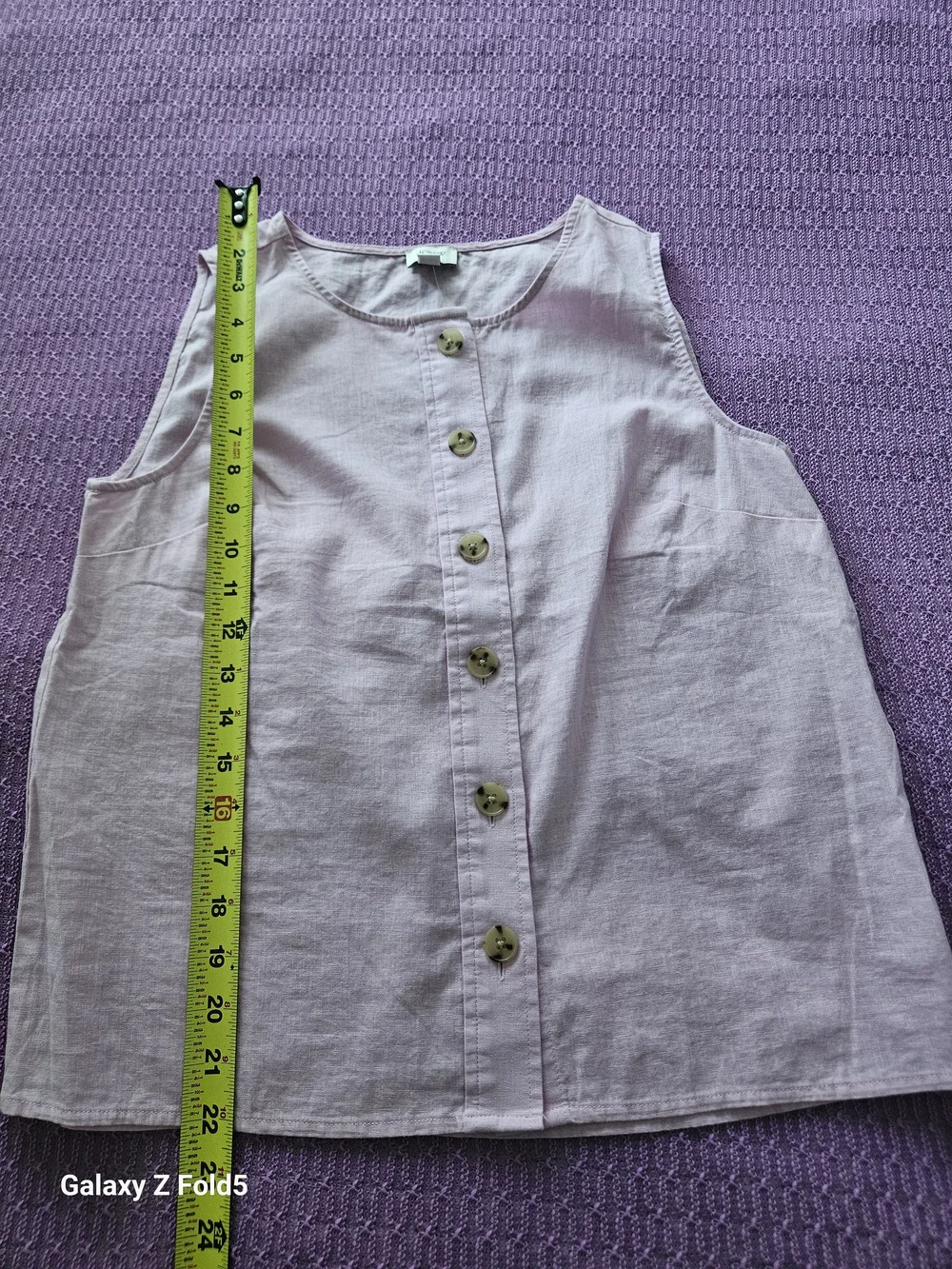 J. Crew Pink Sleeveless Button-Front Linen-Blend Tank